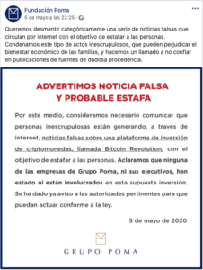 GRupo Poma comunicado estafa