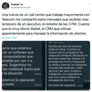 Tuit Telecom Argentina ransomware