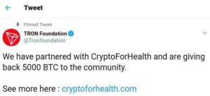 CryptoForHealth hack twitter Tron Foundation