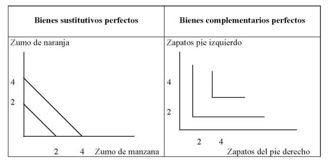Explicación del comportamiento de bienes complementarios y sustitutivos perfectos. Imagen: Economía de Hoy