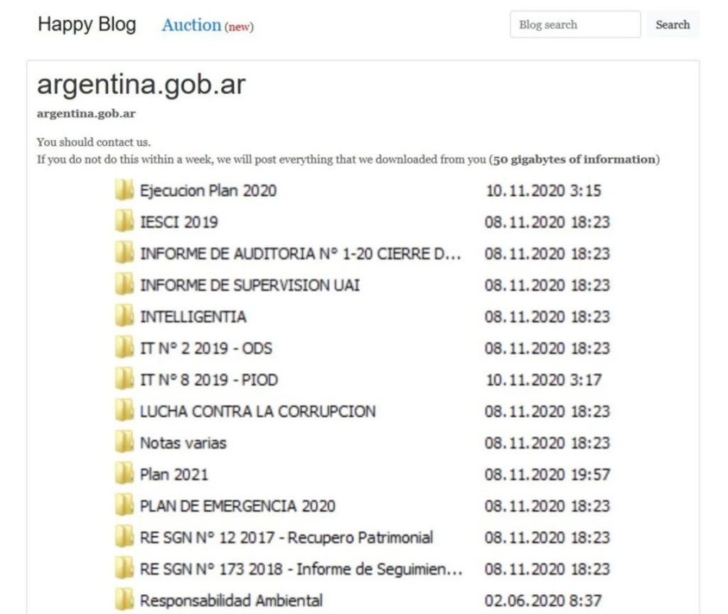 Imagen como prueba de los hackers evidenciada en la publicación del blog de REvil. Fuente: Clarín.com.