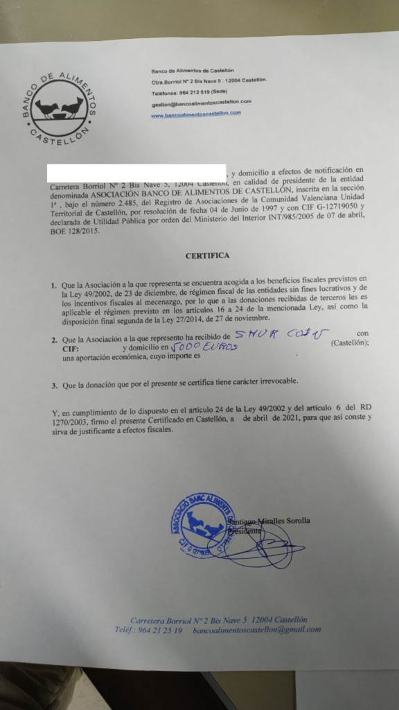 Shurcoin banco de alimentos