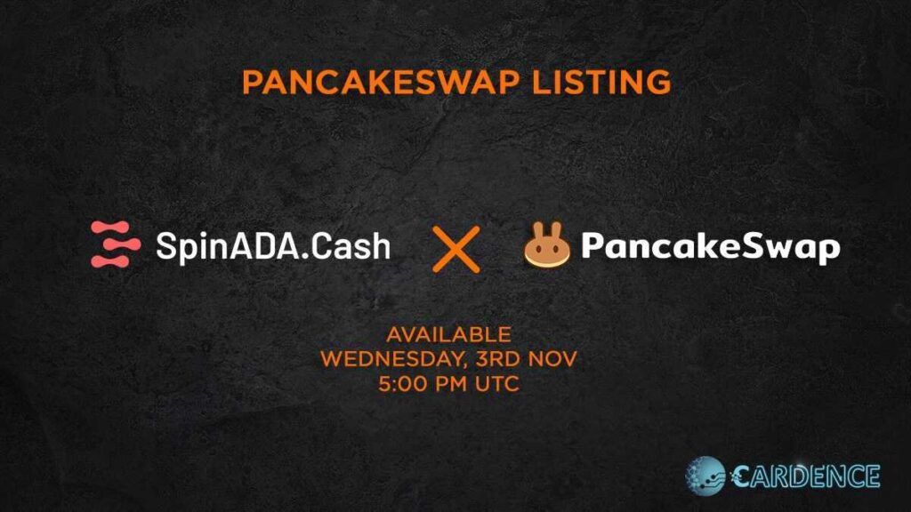 SpinADA será listado en PancakeSwap el 3 de noviembre