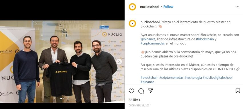 Binance España becas instagram