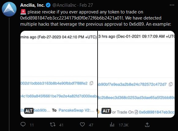 monedero usdc hack ancillia