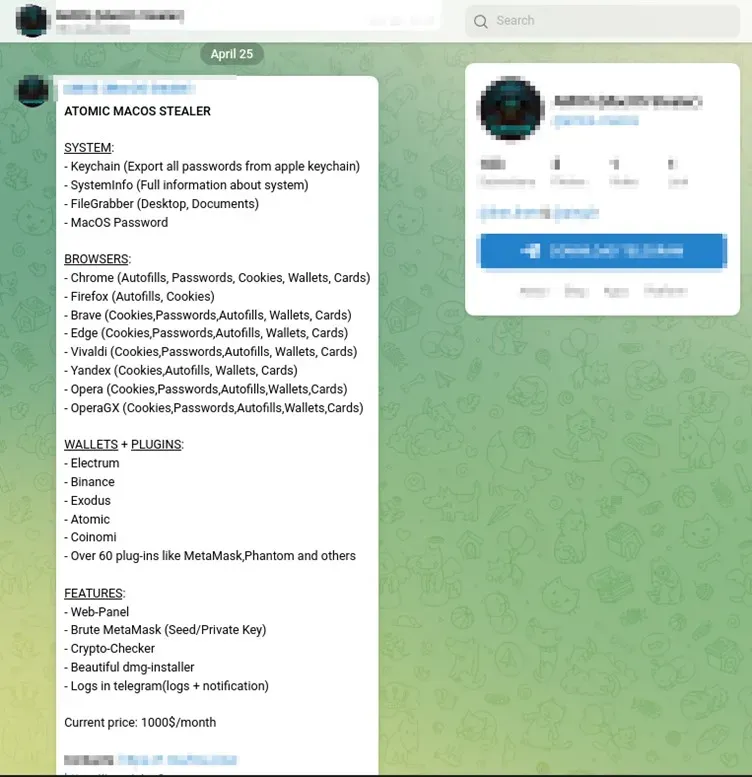 Telegram malware hacker