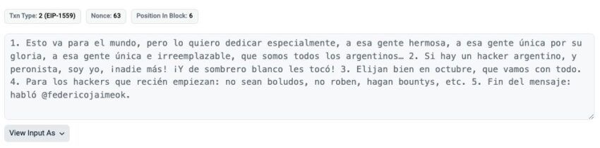 Captura del mensaje enviado por el hacker de Euler.