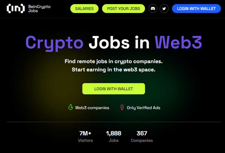 Trabajos remotos en BeInCrypto Jobs