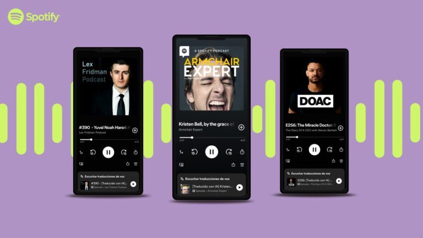 La interfaz del piloto de traducción de voz con IA presentado por Spotify.
