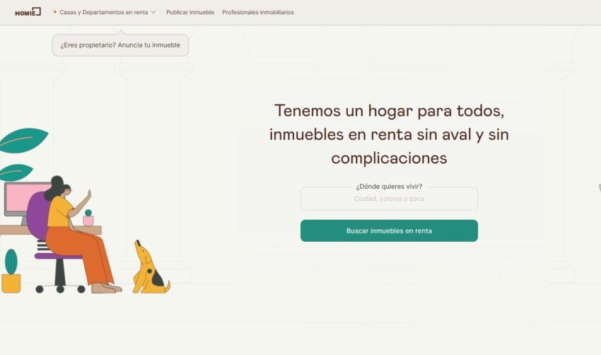 Interfaz de FinTech Homie.