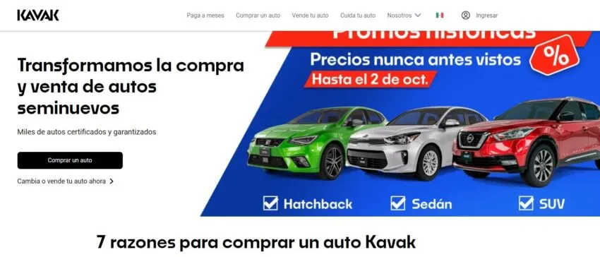 Web de FinTech Kavak.