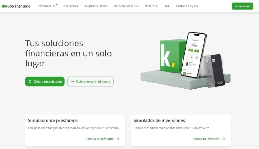Interfaz de FinTech Kubo Financiero.