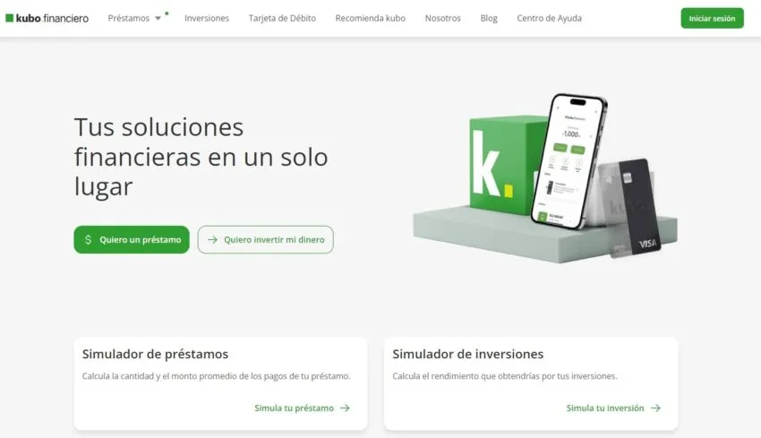 Interfaz de FinTech Kubo Financiero.