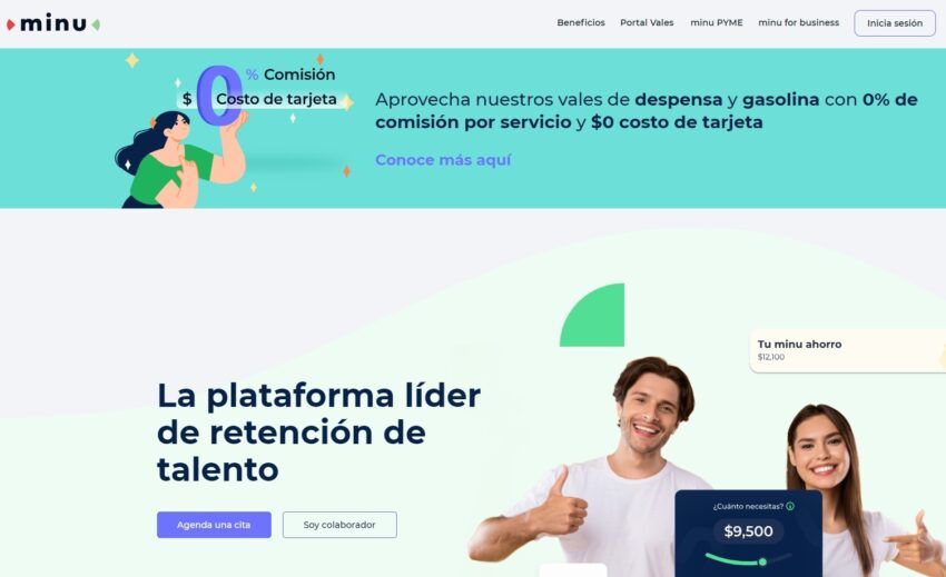 Interfaz de FinTech Minu.