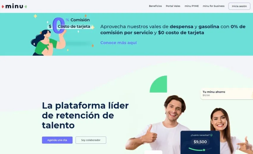 Interfaz de FinTech Minu.