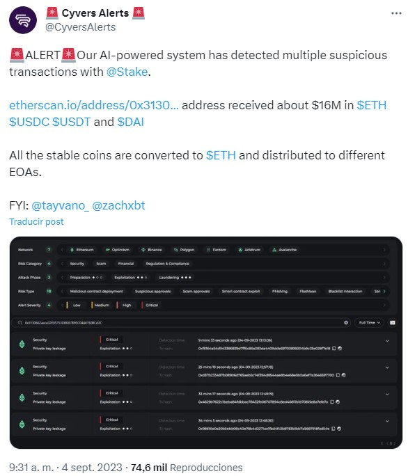 criptocasino hack stake eth