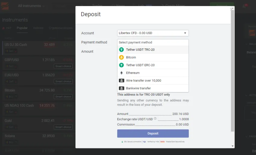 step 2 deposit funds libertex buy dogecoin