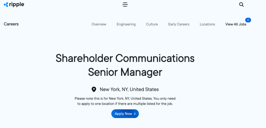 Oferta de trabajo de Ripple, que hizo especular una IPO.