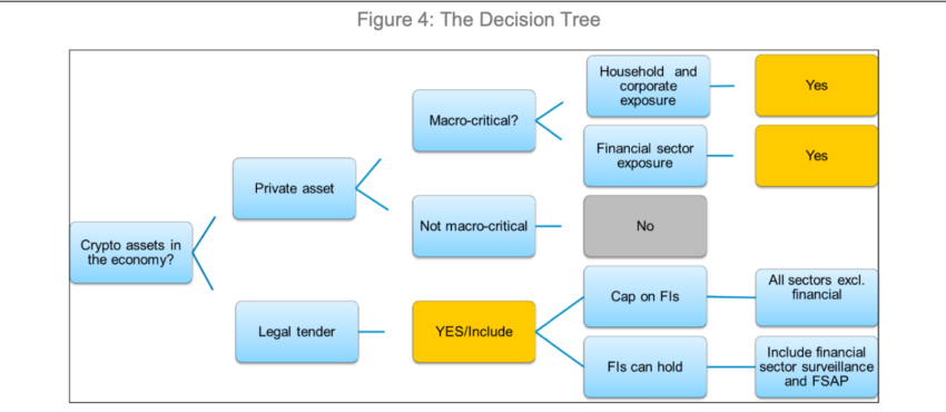 El árbol de decisiones del FMI sobre la gestión de riesgos de las criptomonedas.