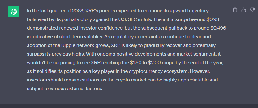 Predicción del precio de XRP - ChatGPT
