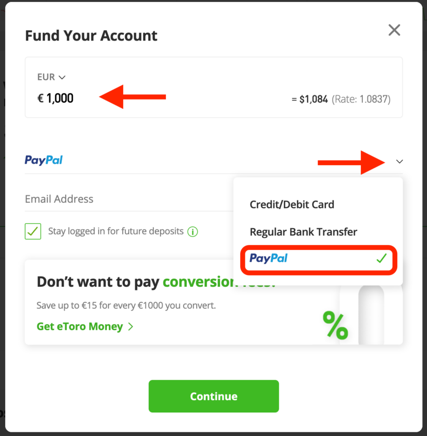 paso 3 comprar usdt con paypal