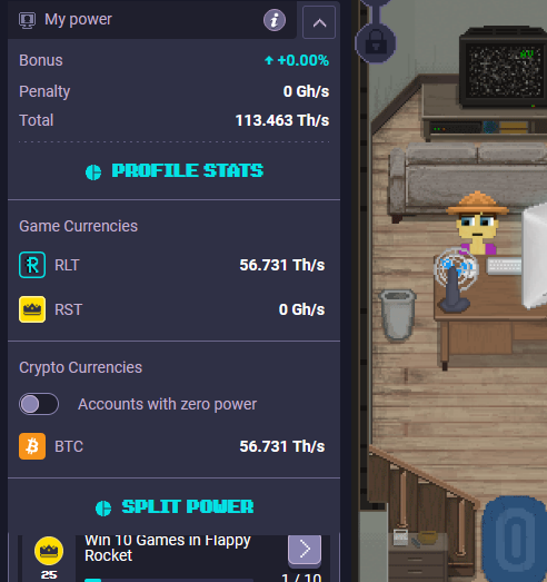 Gestionar el poder de minado en RollerCoin