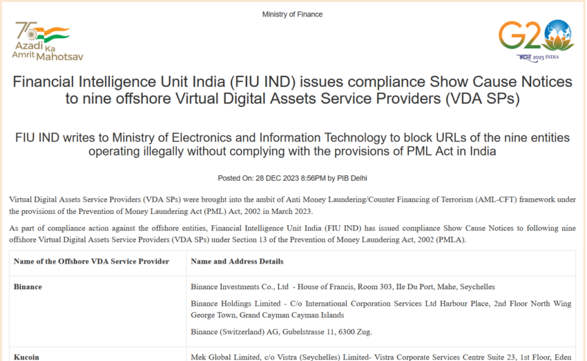 India ha excluido 9 exchanges en su regulación de criptomonedas
