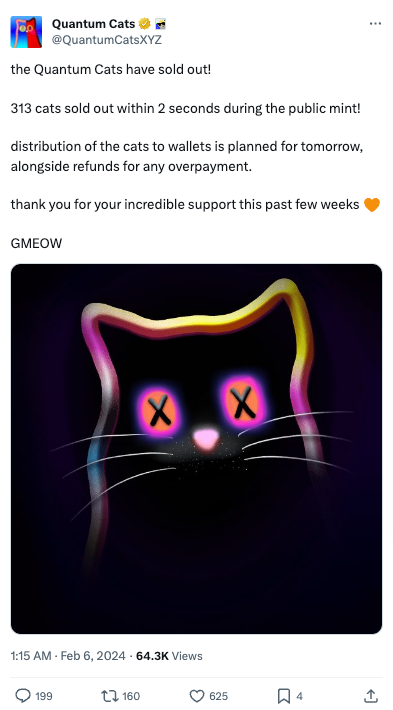 Se agota la colección NFT de los "gatos cuánticos".