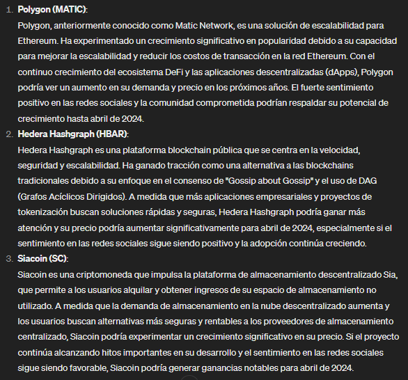 ChatGPT predice mejores criptomonedas abril 2024
