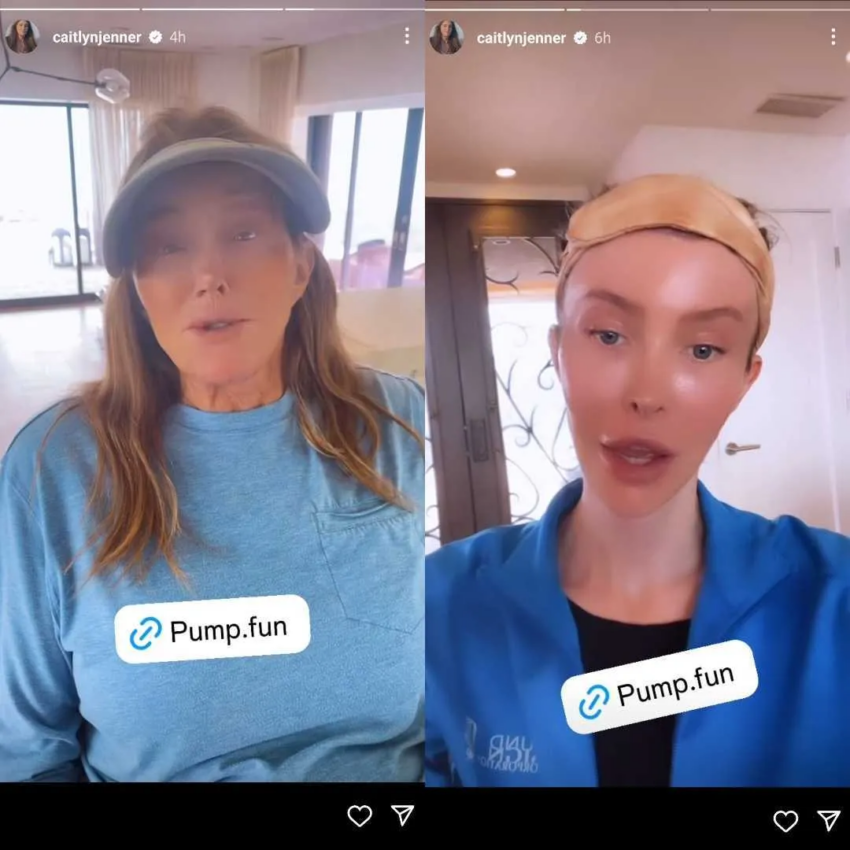 Jenner y Hutchins promocionan el token JENNER en Instagram y X.