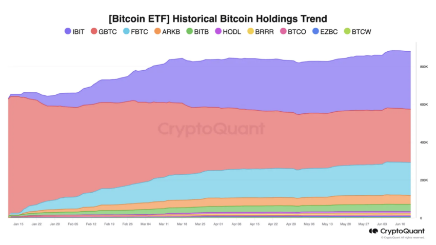 Tenencias históricas de ETF de Bitcoin.