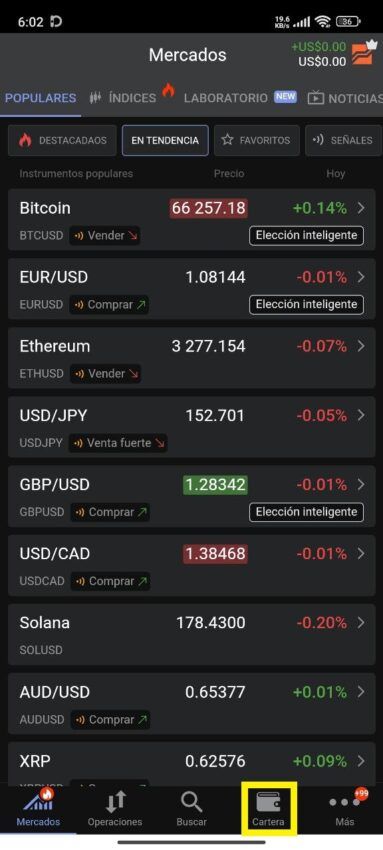 primer paso depositar fondo aplicaciones movil