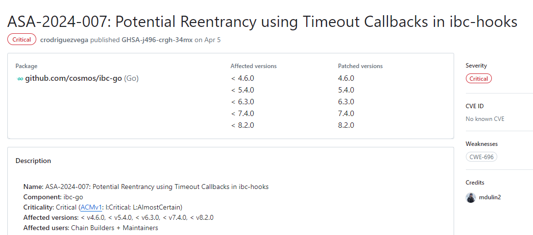 Vulnerabilidad de IBC-hooks en el Ataque a la Blockchain de Terra, Fuente canal de GitHub