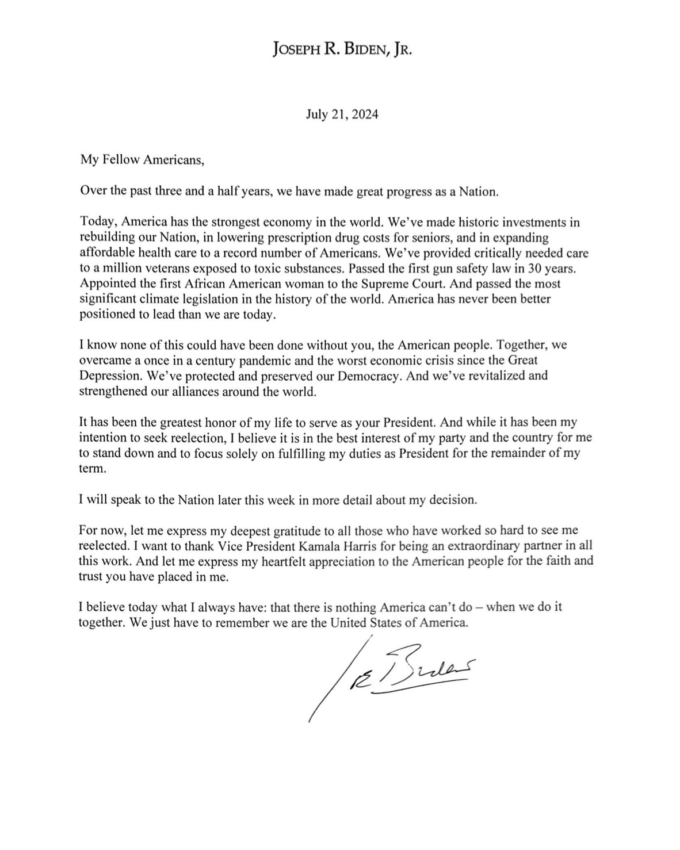 Joe Biden se retira de la carrera presidencial de EEUUv
