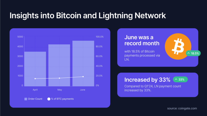 BitcoinLightning Network (LN) domina los envíos.