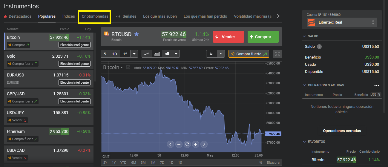 pagina principal de cuenta libertex real