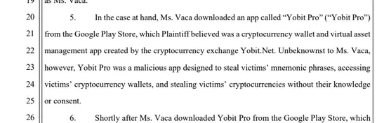 Extracto de la demanda de María Vaca contra Google