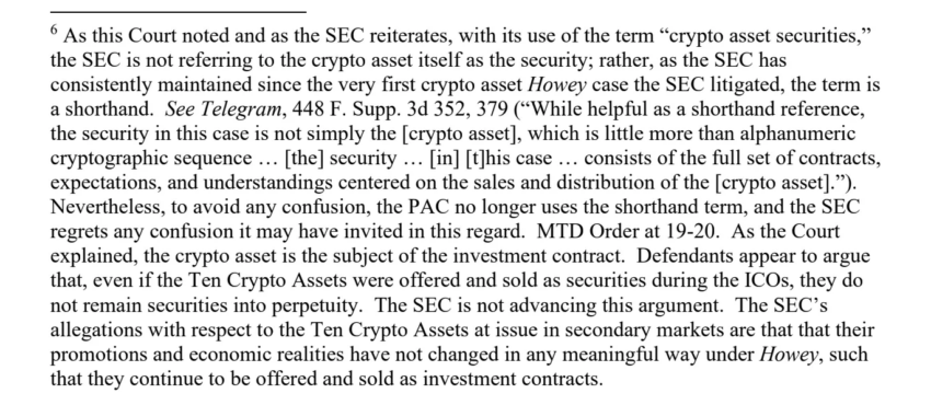 Sección de la queja enmendada de la SEC contra Binance,