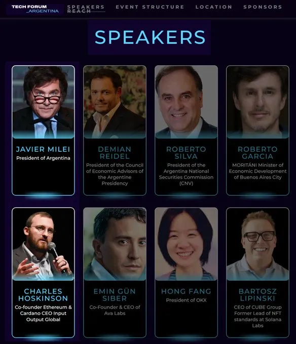 Charles Hoskinson y Javier Milei participarán en Tech Forum Argentina