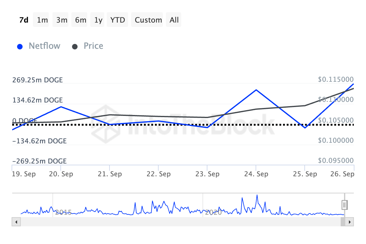 flujo neto de los grandes holders de dogecoin