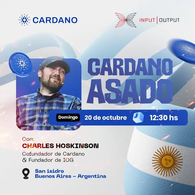 Charles Hoskinson participará en un asado junto a la comunidad Cardano de Argentina. Fuente: X/@MauroAndreoliA