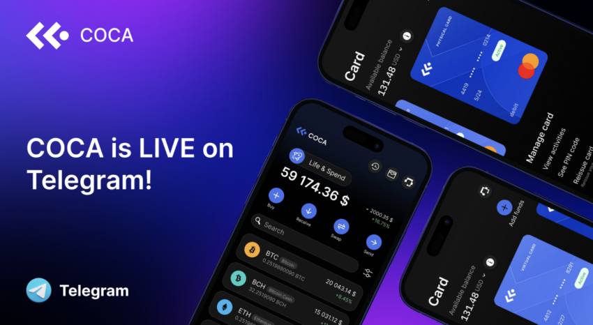 COCA Wallet llega a Telegram con su campaña continua de cero comisiones