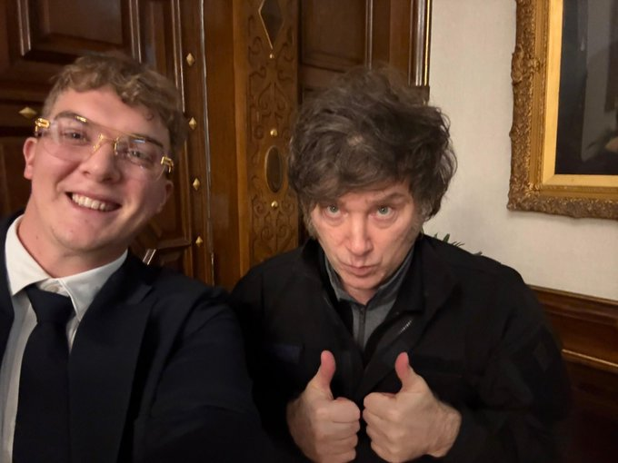 Hayden Mark Davis se reunió con Javier Milei el pasado mes de enero. Fuente: X/@JMilei