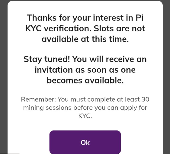 Captura de pantalla de un Pionero sobre problemas de KYC con Pi Network