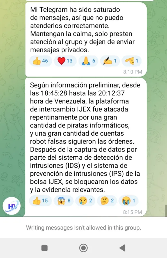 HV IJEX denuncia el presunto ataque por parte de piratas informáticos. Fuente: X/@CryptoSoftDev