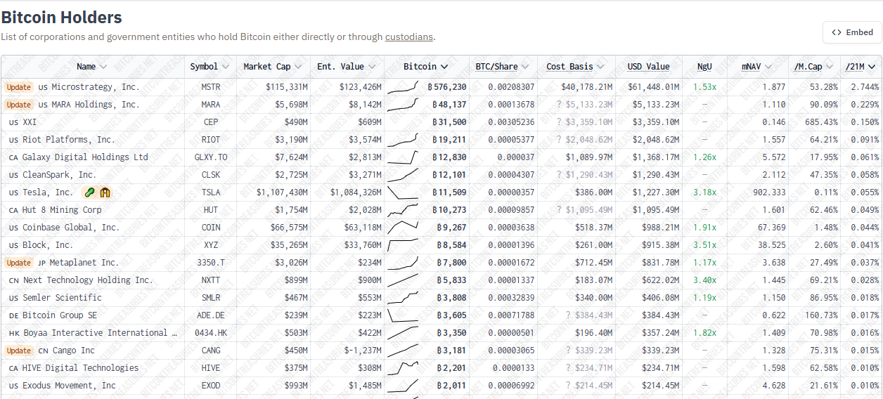 Tenencias de Bitcoin de Metaplanet