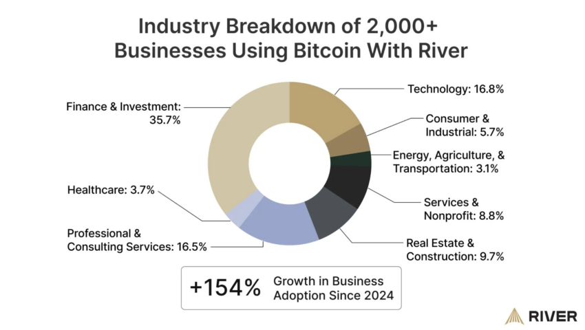 Desglose de las empresas que utilizan Bitcoin por sector.