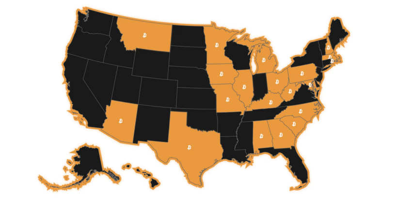 Facturas de reserva de Bitcoin en vivo en 20 estados.