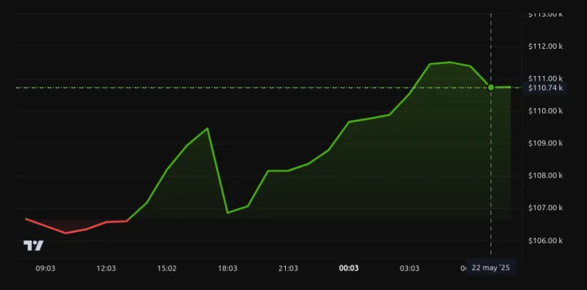 Rendimiento del precio de Bitcoin - 24 horas. Fuente: BeInCrypto
