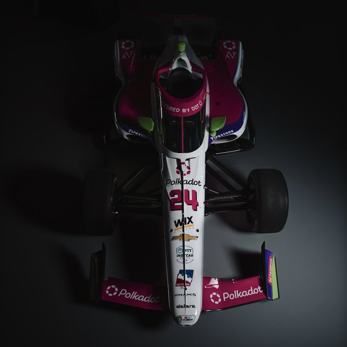Polkadot participó en la Indy 500 de 2024. Fuente: X/@Polkadot